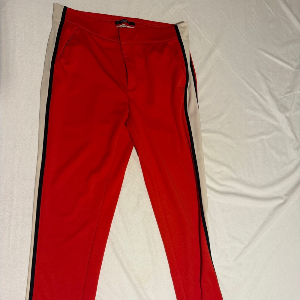 Red trouser Pants with Side Stripes
